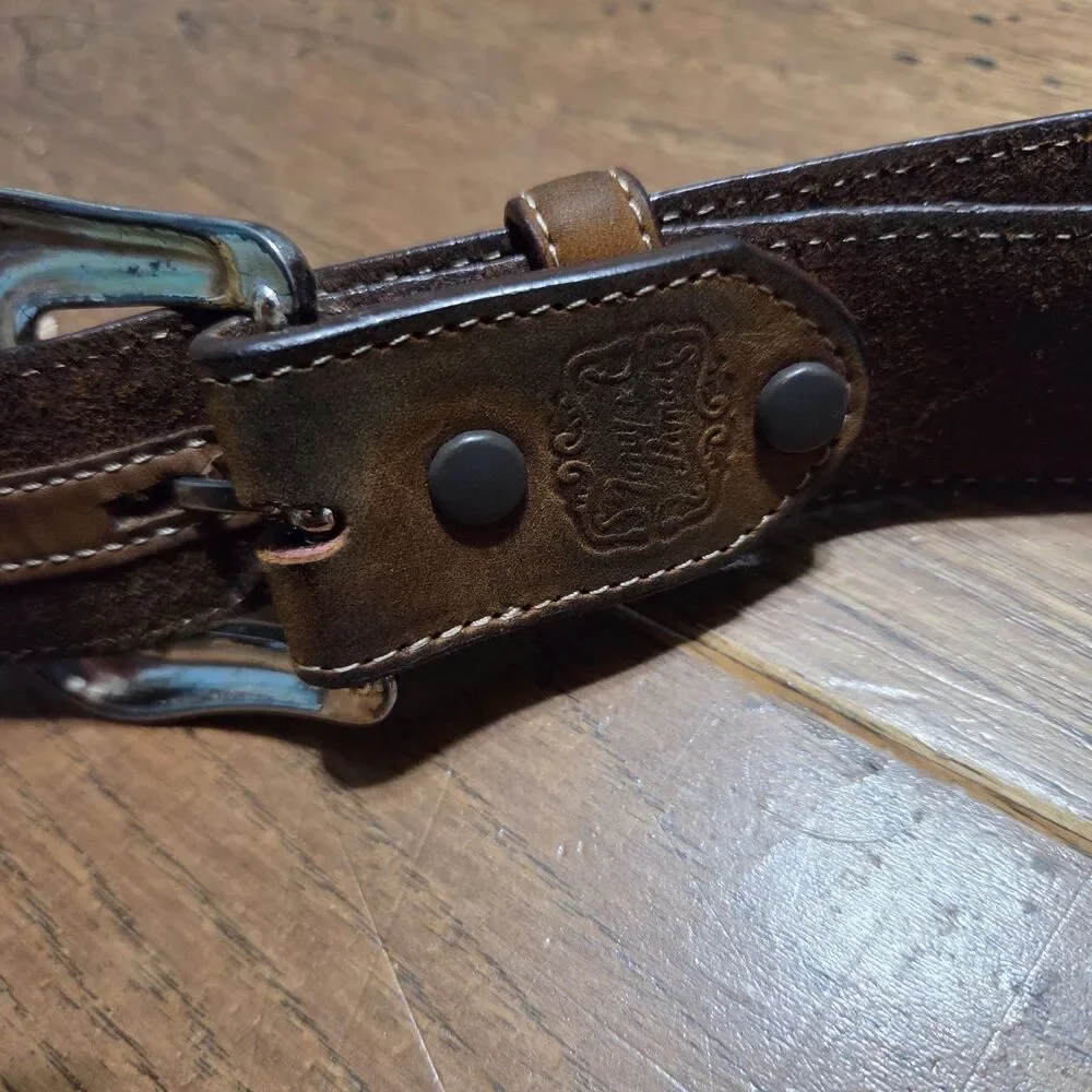 Tony Lama 9119L Mens Size 38 Cutting Champ Conchos Leather Belt Western Brown